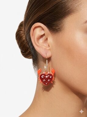 Betsey Johnson Crab Shepherd Hook Earrings